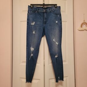 Express Denim Perfect High Rise Ankle Jeans - Blue